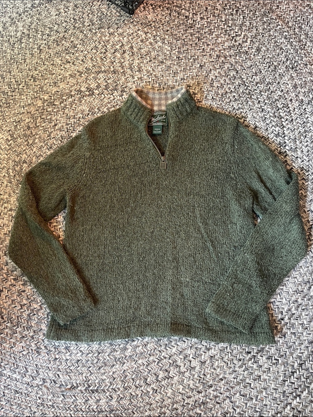 Woolrich Women's Olive Green Zip-Neck Sweater